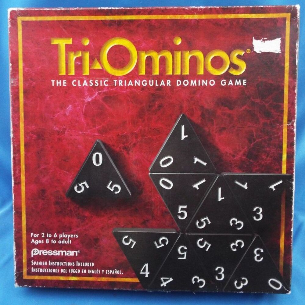 Tri-Ominos The Classic Triangular Domino Game Pressman Vintage 1997 Complete